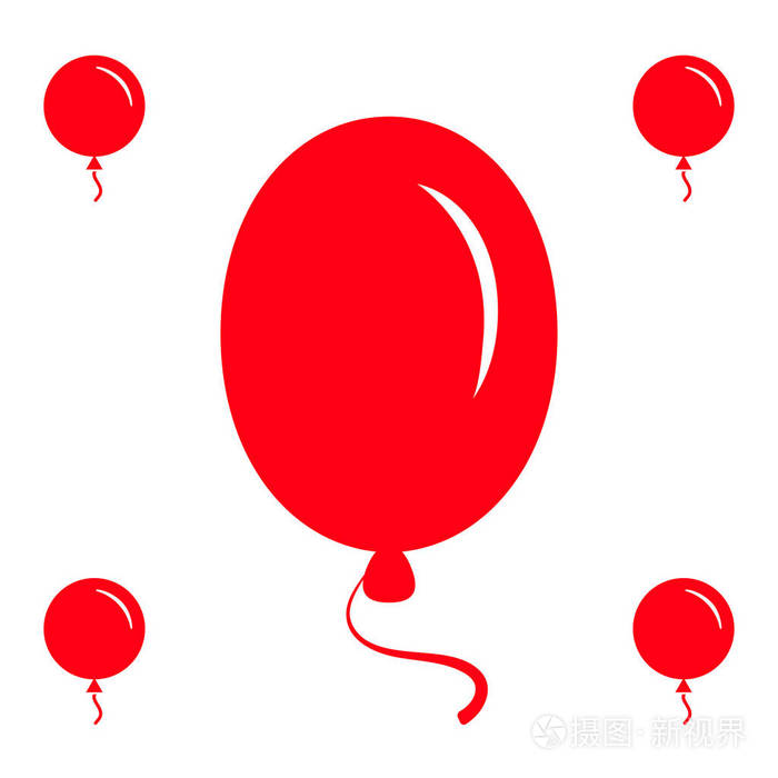 孤立在白色背景上的红色党气球图标