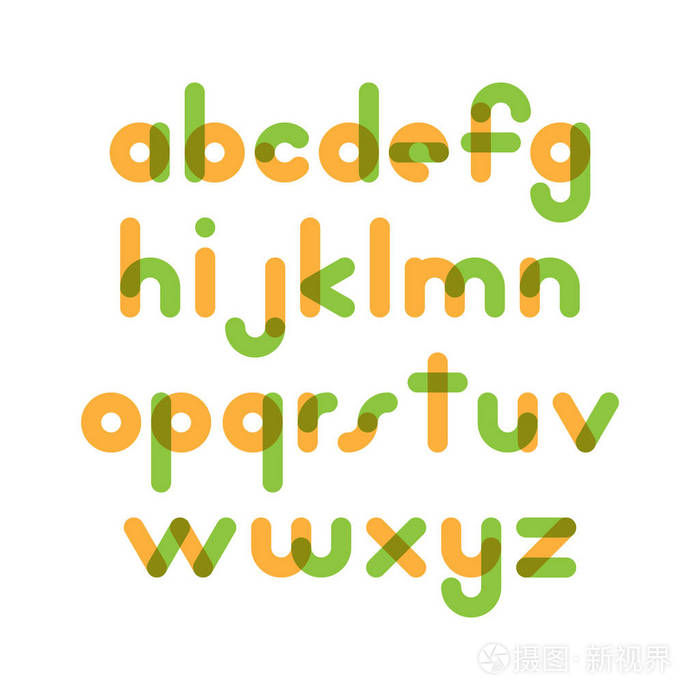 重叠多彩圆形扁平的字体矢量字母althabet
