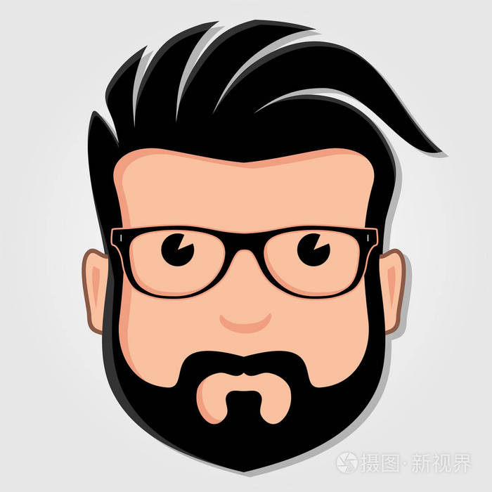 戴眼镜的男子卡通面孔.矢量插图