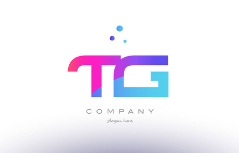 tg t g 创意粉色蓝色现代字母表字母标志图标 temp