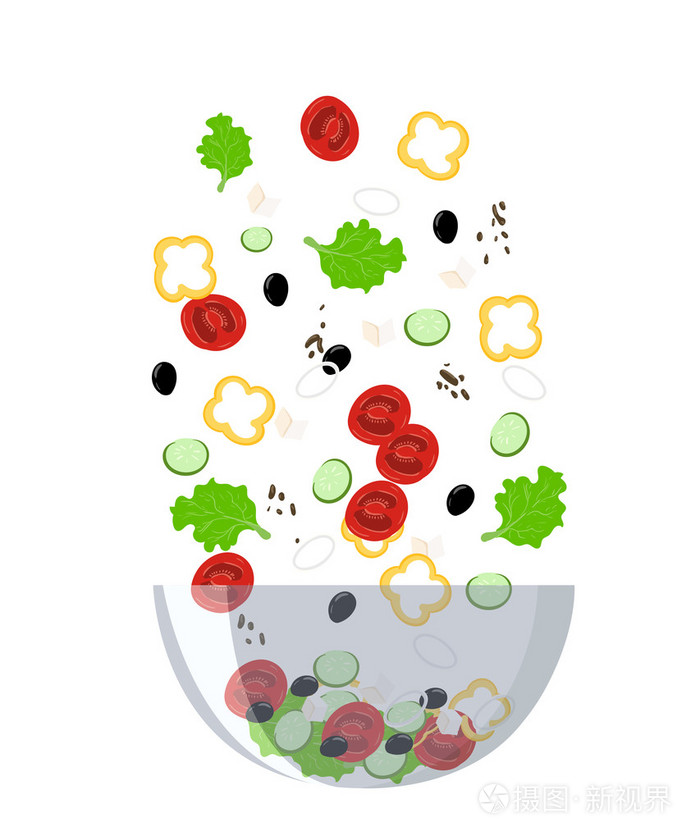 沙拉食谱烹饪收集背景盐胡椒香料插画-正版商用图片0pr1tz-摄图新视界