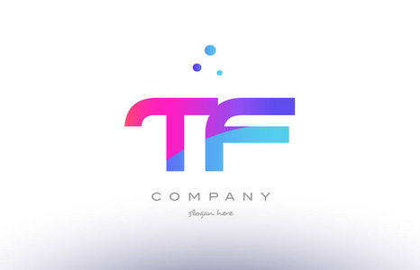 tf t f 创意粉色蓝色现代字母表字母标志图标 temp