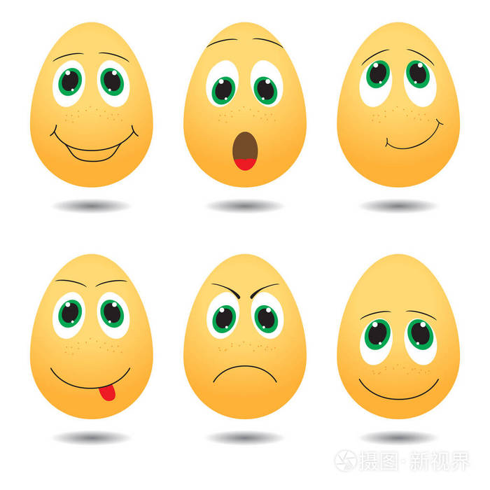 矢量图的可爱鸡蛋与表达式