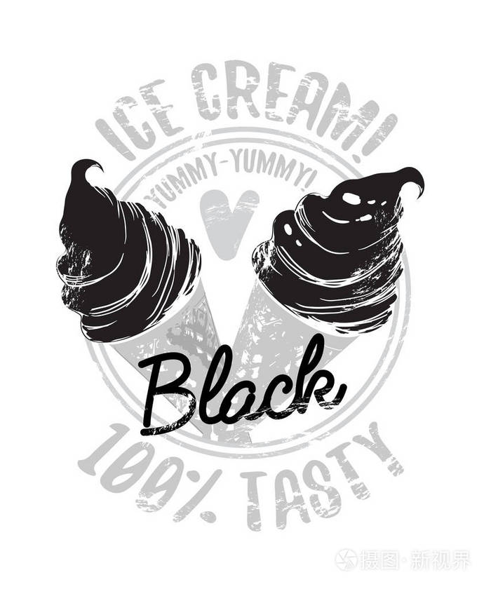 白色背景黑色冰淇淋海报设计