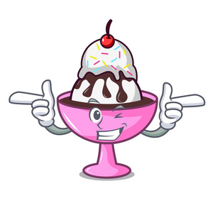 眨眼冰淇淋圣代字符卡通
