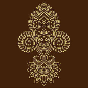 在东方风格的装饰图案100 考古学图标设置, 平风格印度风格的指甲花