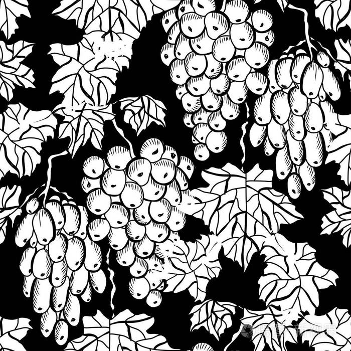 典雅无缝花纹与葡萄, 设计元素.