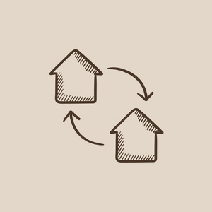 房屋交换素描图标
