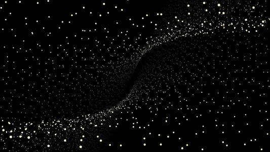 抽象数字背景, 在黑色背景上移动和闪烁粒子。背景粒子运动。宇宙模式辉光粒子在黑色背景。运动抽象点。环
