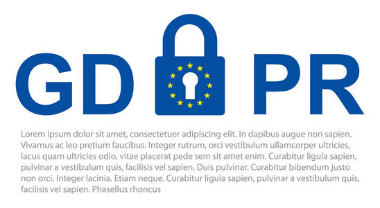 Gdpr 一般数据保护条例。欧盟保障法规与数据加密矢量概念背景