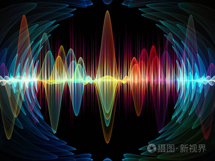 设计的彩色正弦振动, 光和分形元素, 作为背景的项目有关的声音均衡器