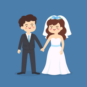 可爱的婚礼情侣邀请.