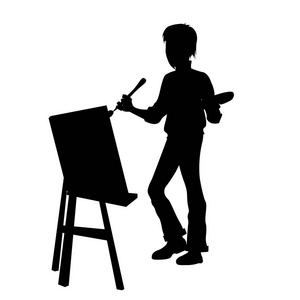 艺术家在工作剪影照片