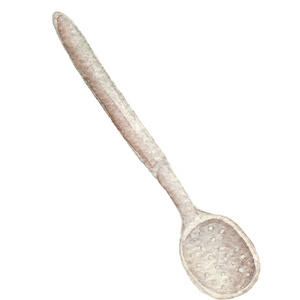 手绘水彩勺子在白色背景上.厨房工具系列照片