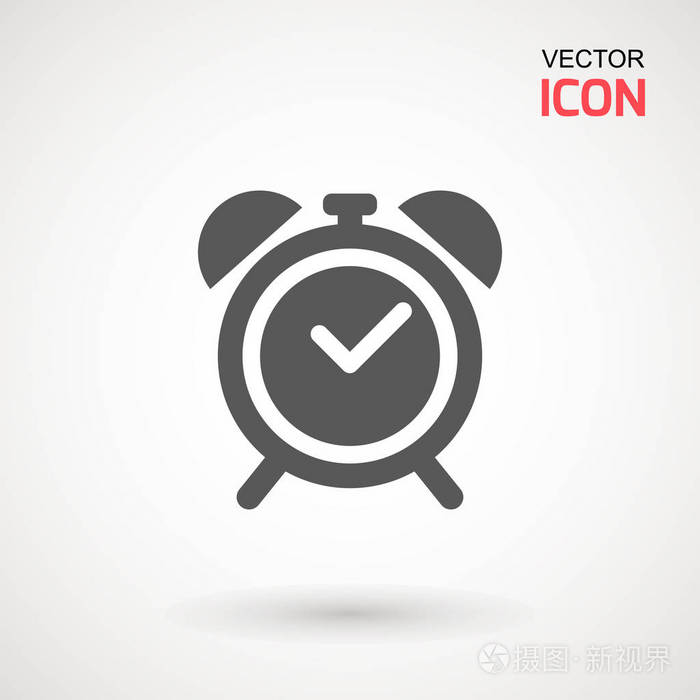 闹钟图标矢量, 平面设计风格.简单的手表图标.