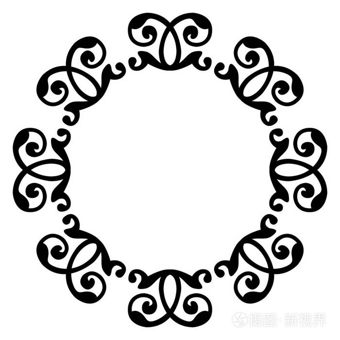 艺术黑白相间的圆形框架, 东方风格