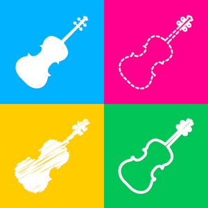 Violine 标志图。四种风格的上四个颜色的方块图标
