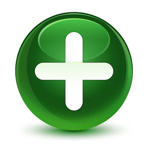 加号图标玻柔软的绿色圆按钮