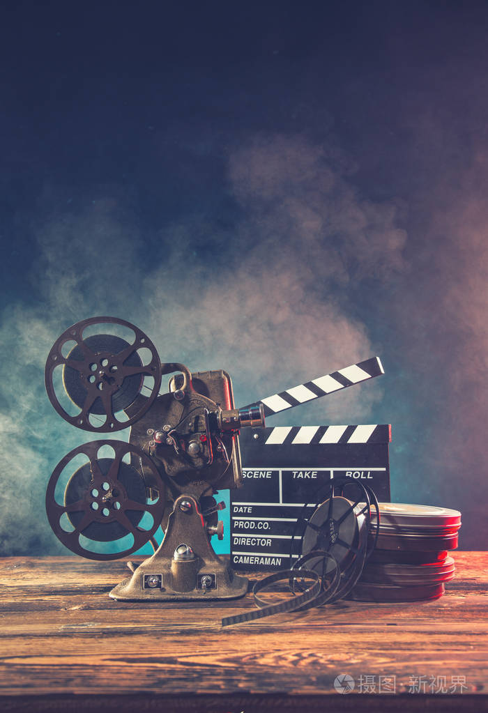 旧的风格电影放映机特写