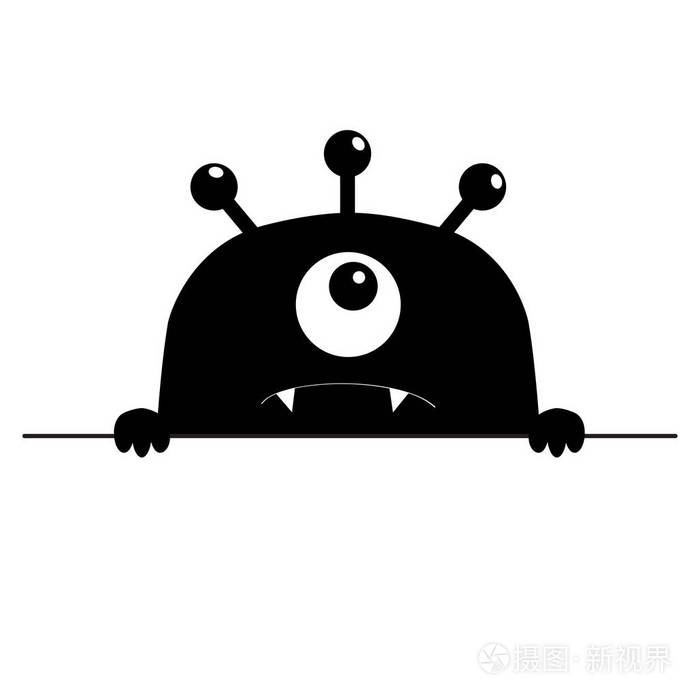 怪物可怕的脸头图标.手爪保持线.一只眼, 方牙.