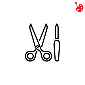 剪刀和指甲锉刀线图标图片