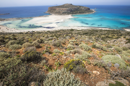 balos 海湾在克里特岛的希腊小岛。gramvousa 的区域