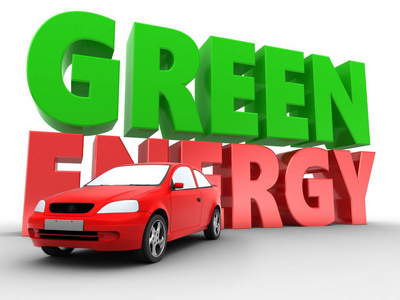 绿色能源标志的车图片