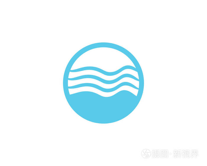 波浪海滩标志和符号矢量模板图标