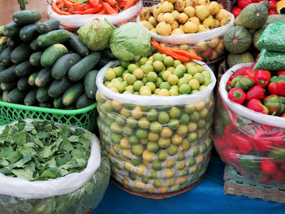多种有机蔬菜在市场