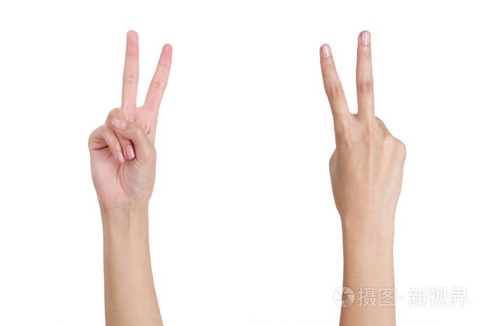 女人的手手势标志胜利正面和背面 在白色背景上孤立照片 正版商用图片0ps9z3 摄图新视界 女人的手手势标志胜利正面和背面 在白色背景上孤立照片 正版商用图片0ps9z3 摄图新视界