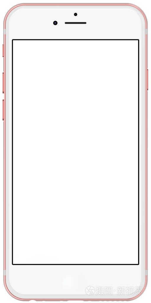 空白的屏幕,孤立的白色背景上的玫瑰手机照片