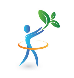 健康的自然绿色的人.矢量徽标符号照片