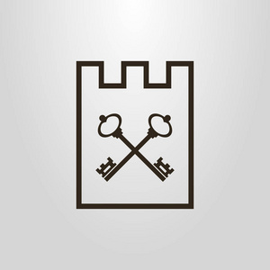 城堡框架中交叉键的黑白简单矢量符号
