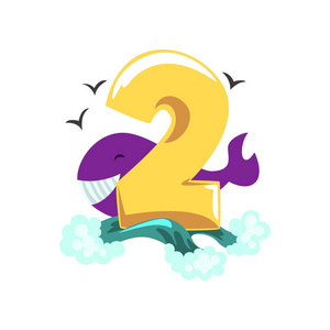 背景上卡通插图数字设置从零到九与漫画动物人物甜美的斑马和数字四