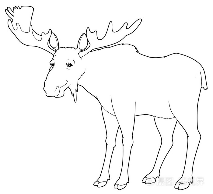 卡通动物驼鹿分离着色页