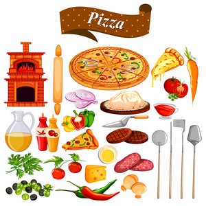 食物和香料成分的披萨