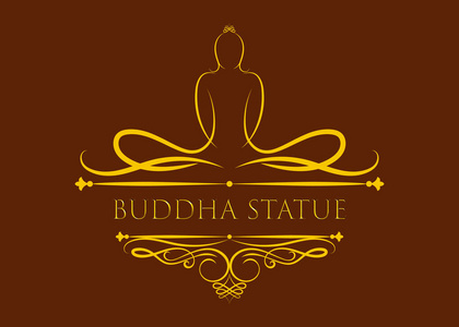 古代插画古代花纹佛像与复古框架书法元素, 佛教概念的重要日, 矢量