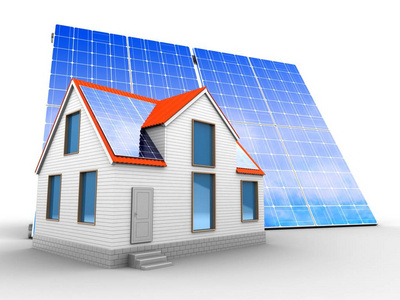 现代住宅的太阳能电池板
