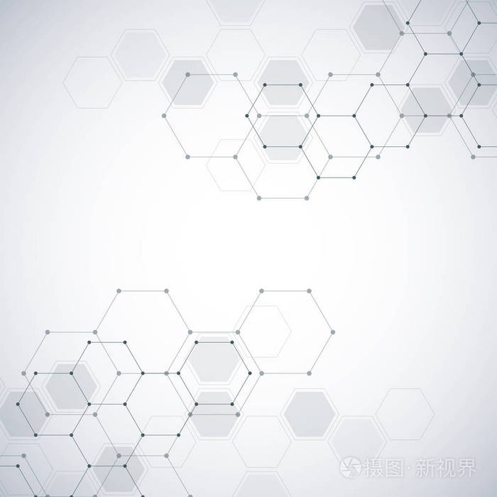 医学背景或科学设计分子结构和化学成分几何和多边形抽象背景