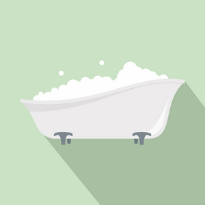 Bubblebath 浴缸图标, 平面样式
