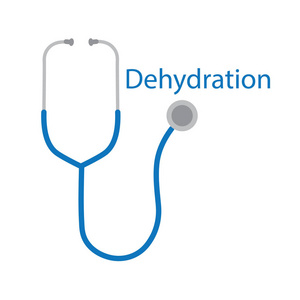 脱水词和听诊器图标矢量插图