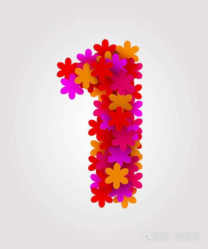 花卉的数字.五颜六色的鲜花.1 号