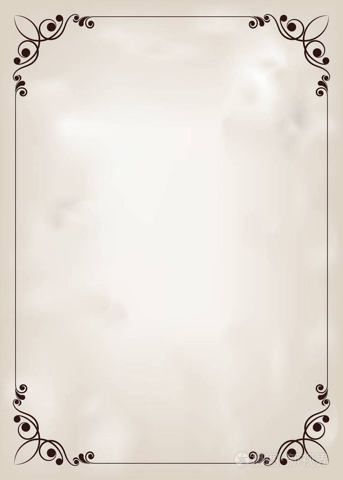 的装饰框架与美丽的花边和复古边框的高级邀请卡或豪华证书在古代背景