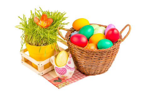 复活节彩蛋与陶瓷鸡篮