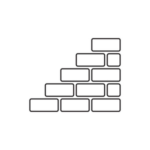 墙体砖图标在白色背景上孤立的平面样式。墙上符号图中线条样式
