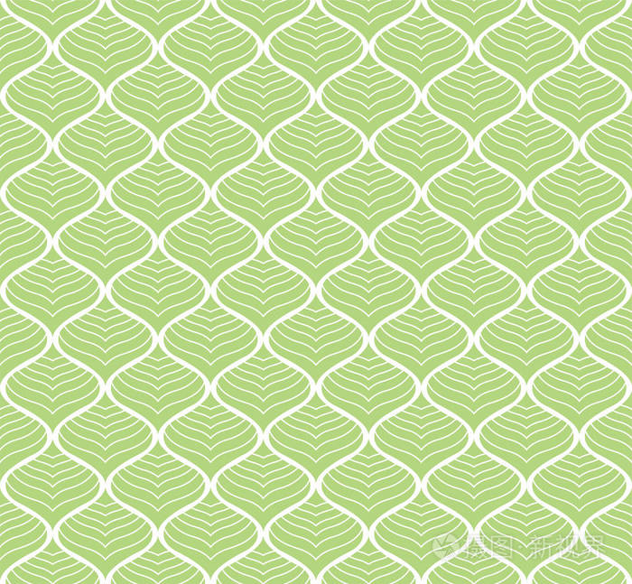 插画 几何绿叶矢量无缝图案.抽象向量纹理.叶背景.eps