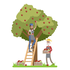 摘水果卡通图片-摘水果卡通素材-摘水果卡通插画-摄图新视界