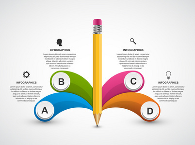 教育铅笔选项信息图表设计模板