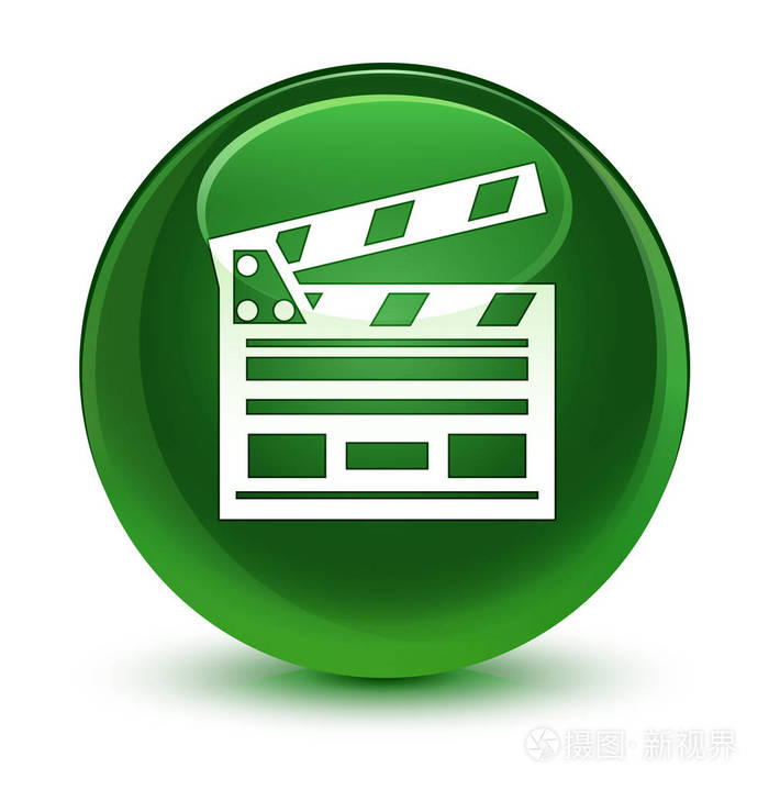 电影剪辑图标玻软绿色圆形按钮