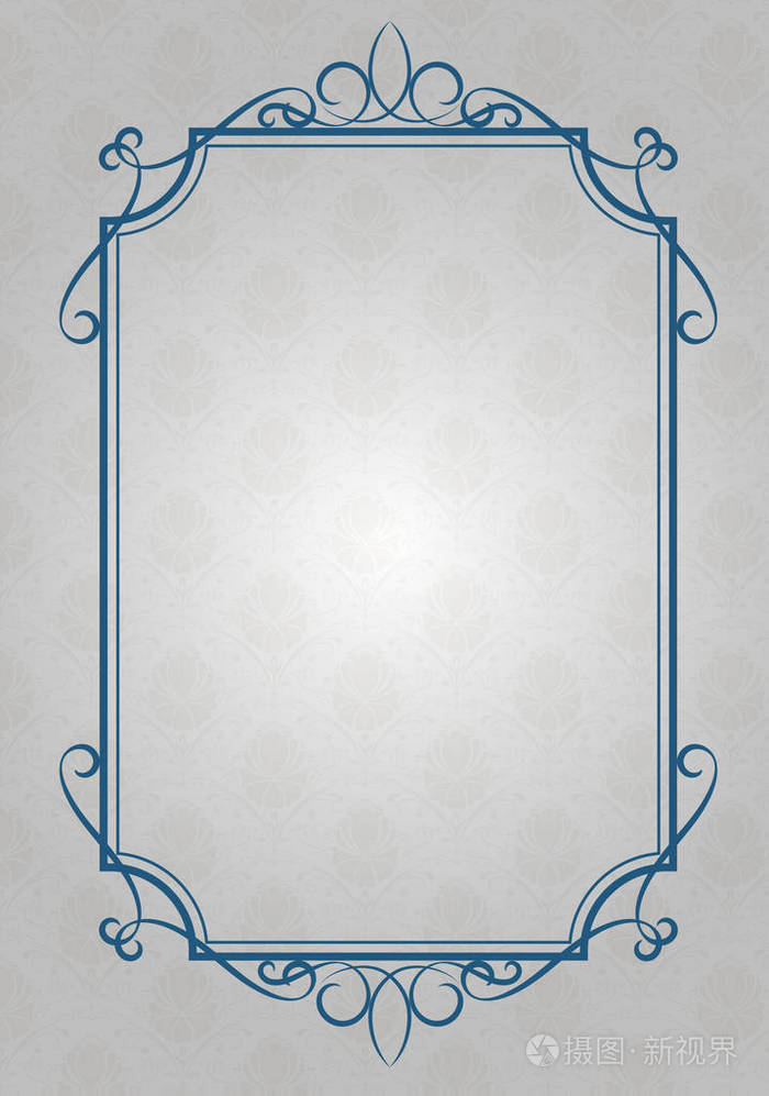 老式框架与美丽的花边和装饰边框或高级邀请卡在古代背景下, 矢量插图